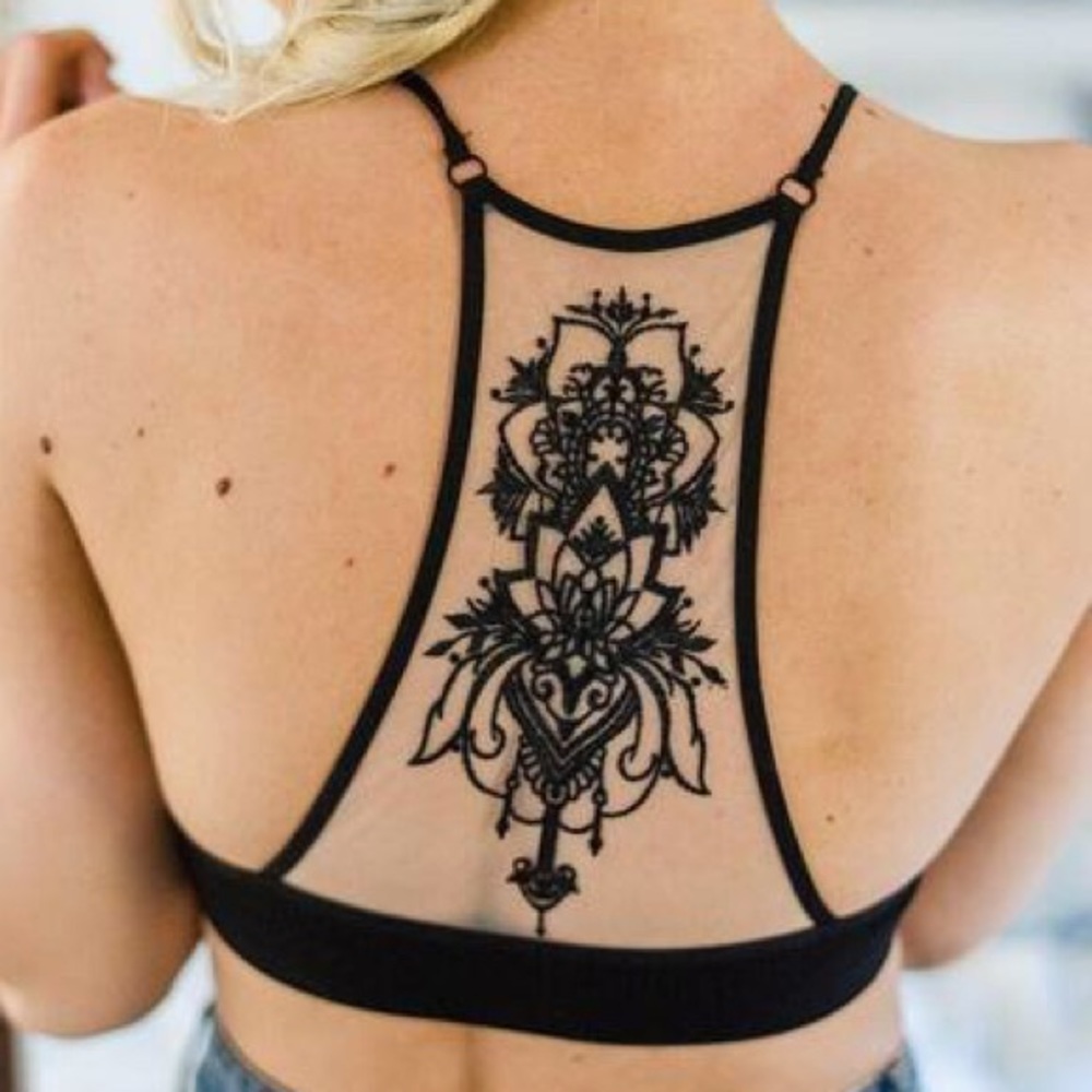 LAST ONE! • Black Embroidered Mesh Tattoo Bralette - Picture 8 of 8
